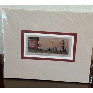 Vtg 1991‎ Original PRINT Signed OH Artist Ed Gifford Matted Teachers Fire Drill